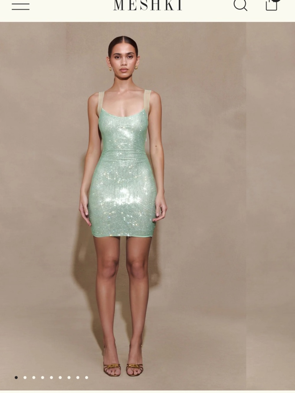 Meshki Mint Sequin Scoop Neck Mini Dress